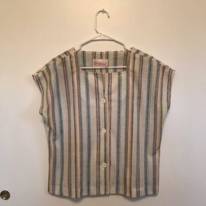 Vintage square neck, stripped blouse